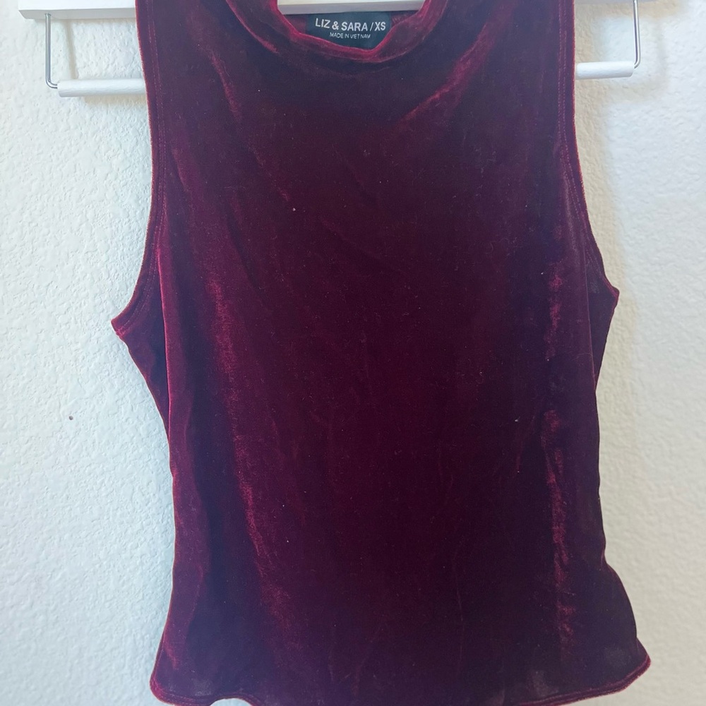 Women's Velvet Tank Top - Burgundy